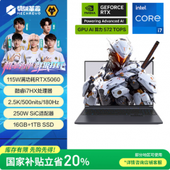 机械革命【国家补贴20%】极光X 酷睿i7HX 游戏本笔记本电脑 i7-13700HX 灰色 16G 1T RTX5060